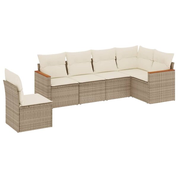 vidaXL Salon de jardin avec coussins 6 Pièces beige résine tressée