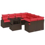 vidaXL Ensemble de canapé de jardin 9 Pièces Marron Poly Rattan