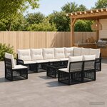 vidaXL Ensemble de canapé de jardin 11 pc Noir polyrotin