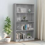 vidaXL Bibliothèque 4 niveaux Sonoma gris 80x24x142 cm