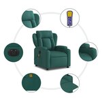 vidaXL Fauteuil de massage inclinable électrique Vert foncé Tissu