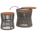 vidaXL Tables d'appoint de jardin 2 Pièces dessus en bois gris poly rotin