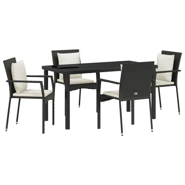 vidaXL Ensemble de salle à manger pour jardin 5 Pièces Noir polyrotin