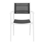 Lot de 4 chaises salon salle à manger restaurant cafés bureaux terrasses salles d'attente 150 kg max dossier avec fentes d'aération accoudoirs gris 14_0005995