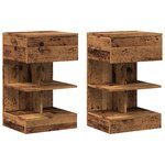 vidaXL Tables de chevet 2 Pièces vieux bois 40x35x65 cm bois d’ingénierie