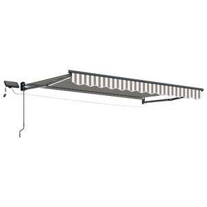 vidaXL Store rétractable manuel avec LEDs Gris clair et blanc