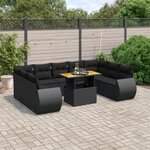 vidaXL Salon de jardin 10 Pièces avec coussins noir résine tressée