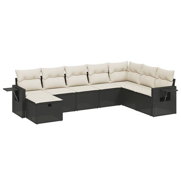 vidaXL Salon de jardin 8 Pièces avec coussins noir résine tressée