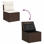 vidaXL Salon de jardin 4 Pièces avec coussins marron résine tressée