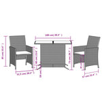 vidaXL Ensemble de bistro 3 Pièces coussins mélange beige résine tressée