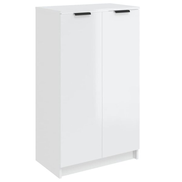 vidaXL Meuble chaussures Blanc brillant 59x35x100 cm Bois d'ingénierie