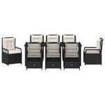 vidaXL Ensemble de Salle à Manger Jardin de 9 Pièces Rattan Poly Noir