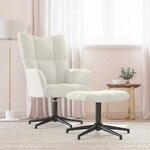 vidaXL Chaise de relaxation avec tabouret Blanc crème Velours
