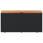 vidaXL Boîte de rangement de jardin noir résine tressée bois d'acacia