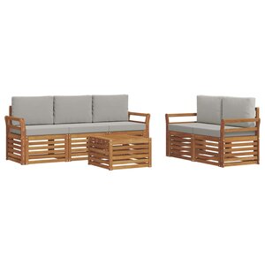 vidaXL Ensemble de canapés d'extérieur 6 pc Naturel et gris clair