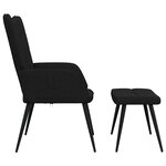 vidaXL Chaise de relaxation avec tabouret Noir Tissu