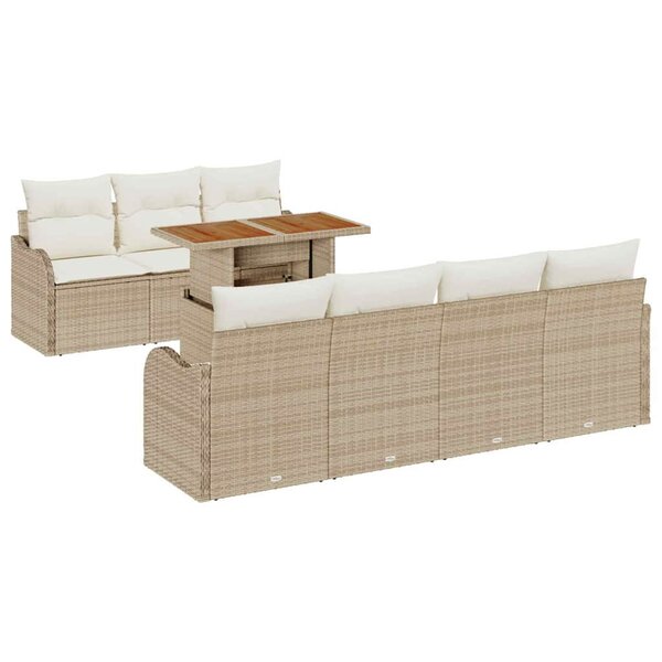 vidaXL Ensemble de canapé de jardin avec coussin 8 Pièces beige et crème