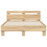 vidaXL Cadre de lit avec tête de lit et LED chêne sonoma 135x190 cm