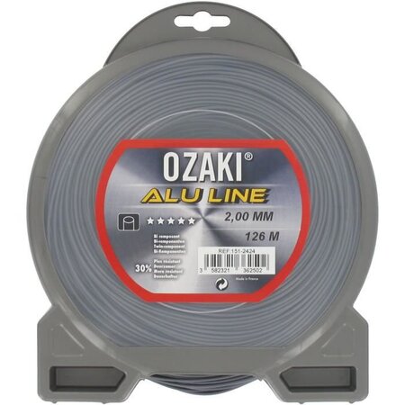 JARDIN PRATIQUE Fil nylon alu line OZAKI pour débroussailleuse - Ø: 2  mm - L 126 m