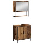 vidaXL Ensemble de mobilier de salle de bain avec étagère 3 Pièces Marron