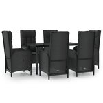 vidaXL Ensemble à manger de jardin coussins 7Pièces Noir Résine tressée