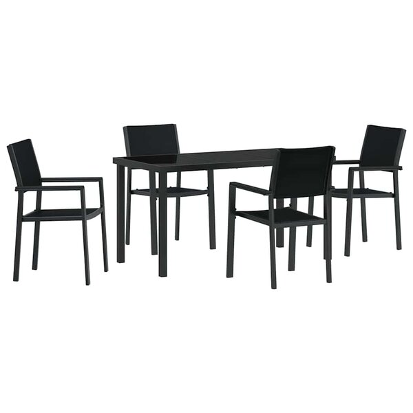 vidaXL Ensemble de salle à manger pour jardin 5 Pièces Noir Poly rotin