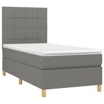 vidaXL Sommier à lattes de lit avec matelas Gris foncé 90x200 cm Tissu