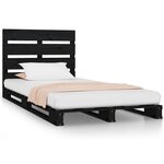 vidaXL Cadre de lit Noir 75x190 cm Bois pin massif Petit simple