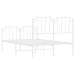 vidaXL Cadre de lit métal sans matelas et pied de lit blanc 120x200 cm