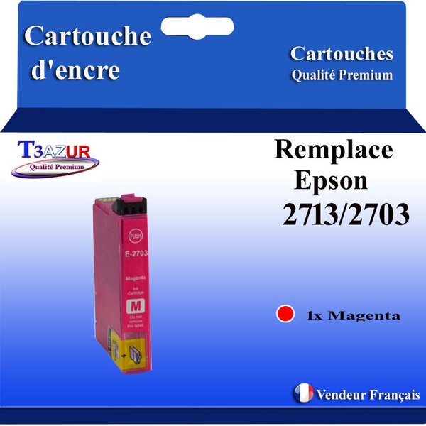 T3AZUR - Cartouche Compatible avec Epson WorkForce WF-7610DWF WF-7620DTWF remplace Epson T27XL Magenta