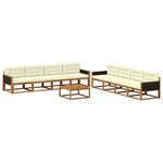 vidaXL Ensemble de canapés d'extérieur 9 Pièces Naturel et Crème