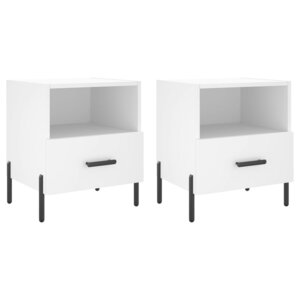 vidaXL Tables de chevet 2 Pièces blanc 40x35x47 5 cm bois d’ingénierie