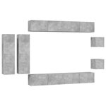 vidaXL Ensemble de meubles TV 8 Pièces Gris béton Bois d'ingénierie