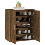 vidaXL Meuble à chaussures Chêne fumé 60x35x70 cm Bois d'ingénierie