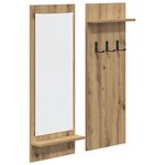 vidaXL Porte-manteau mural avec étagère avec stockage avec miroir Chêne artisan 70 x 10 x 90 cm