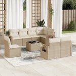 vidaXL Salon de jardin avec coussins 9 Pièces beige résine tressée