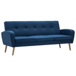 vidaXL Canapé à 3 places Tissu Bleu