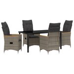 vidaXL Ensemble de salle à manger de jardin de 5 pièces avec coussins en résine poly gris
