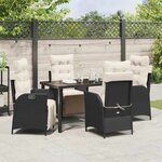 vidaXL Ensemble de salle à manger pour jardin 5 Pièces Noir Poly rotin