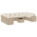 vidaXL Salon de jardin 11 Pièces avec coussins beige résine tressée