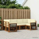 vidaXL Ensemble de canapés d'extérieur 6 Pièces Naturel et Crème