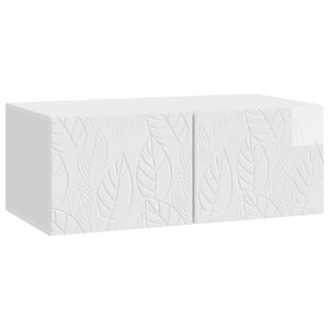 vidaXL Meuble TV mural 98 x 31 cm Blanc brillant Bois d'ingénierie