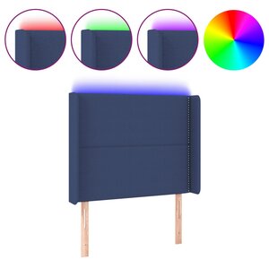 vidaXL Tête de lit à LED Bleu 103x16x118/128 cm Tissu