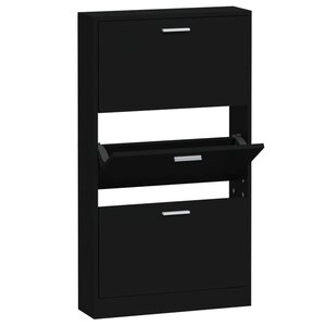 vidaXL Armoire à chaussures Noir 59x17x108 cm Bois d'ingénierie