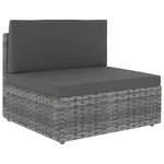 vidaXL Salon de jardin 9 Pièces avec coussins Gris Résine tressée