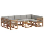 vidaXL Ensemble de canapés d'extérieur 10 Pièces Gris Naturel et Clair