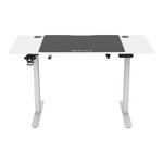 Bureau table poste de travail électrique à hauteur réglable assis debout avec 4 roulettes 120 x 60 cm blanc 03_0009079