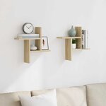 vidaXL Étagères murales 2Pièces chêne sonoma 38x12x38cm bois d'ingénierie