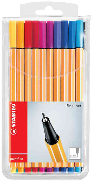 Pochette de 20 Stylo-Feutre POINT 88 Pointe Fine 0,4 mm STABILO