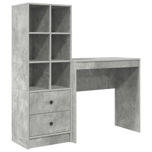 vidaXL Bureau avec tiroir avec étagère avec stockage 2 Pièces Gris béton